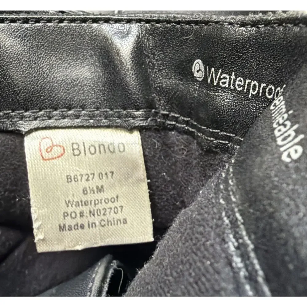 Blondo Camila Moto Biker Leather Booties Womens 6.5 Black Waterproof Side Zip
